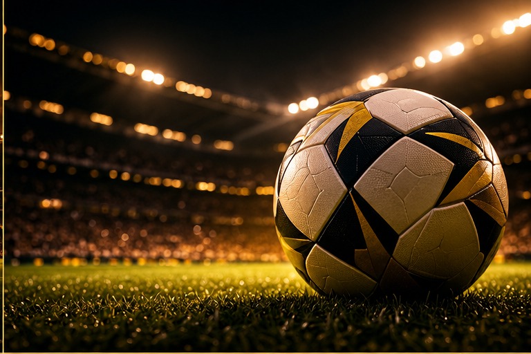 Black and gold football on the pitch